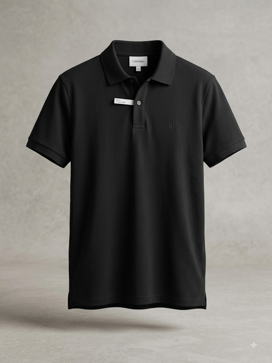 Calvin Klein — Polo Piqué Minimaliste Signature (Noir Profond)