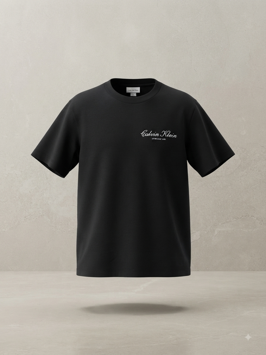 Calvin Klein - T-shirt noir à logo script contrasté
