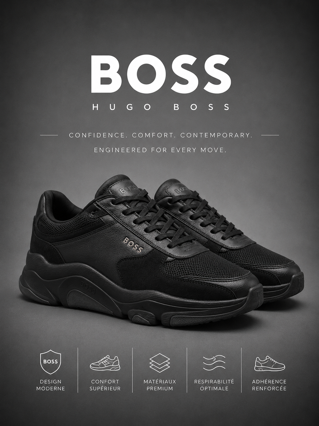 BOSS | Baskets Basses "Contemporary" Noires Onyx