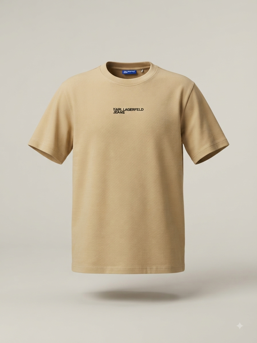 Karl Lagerfeld Jeans - T-shirt beige texturé à logo central