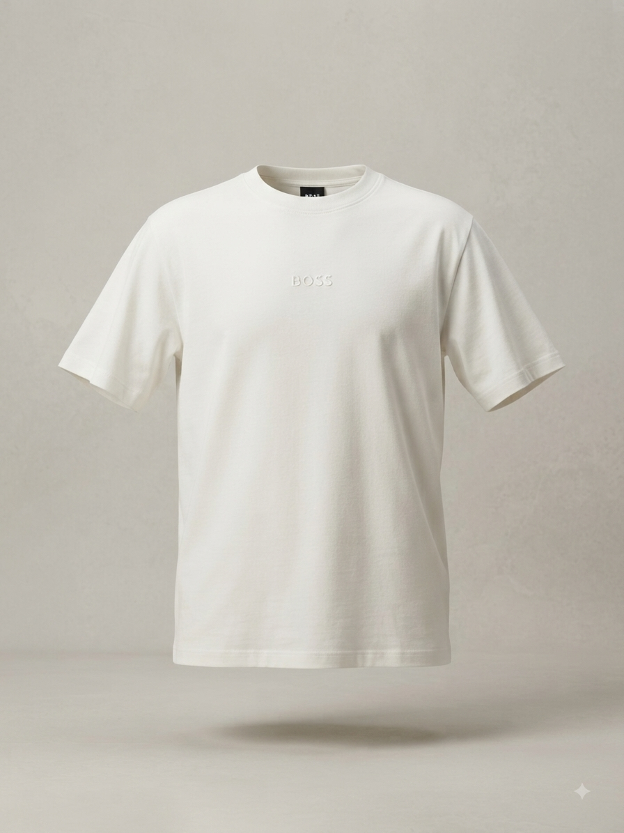 BOSS — T-Shirt Blanc Logo Ton sur Ton