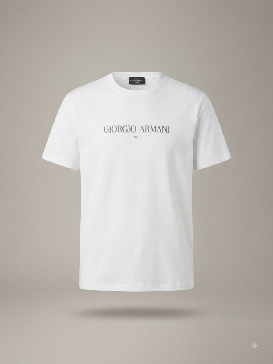Giorgio Armani - T-shirt blanc à logo signature et année de fondation