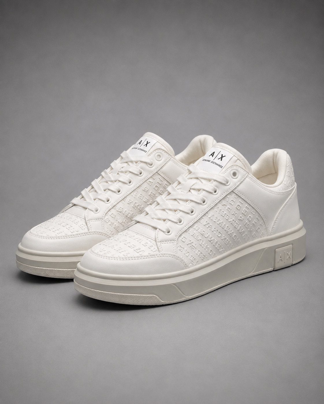 ARMANI EXCHANGE | Baskets Basses "Monogram" Blanches & Écru