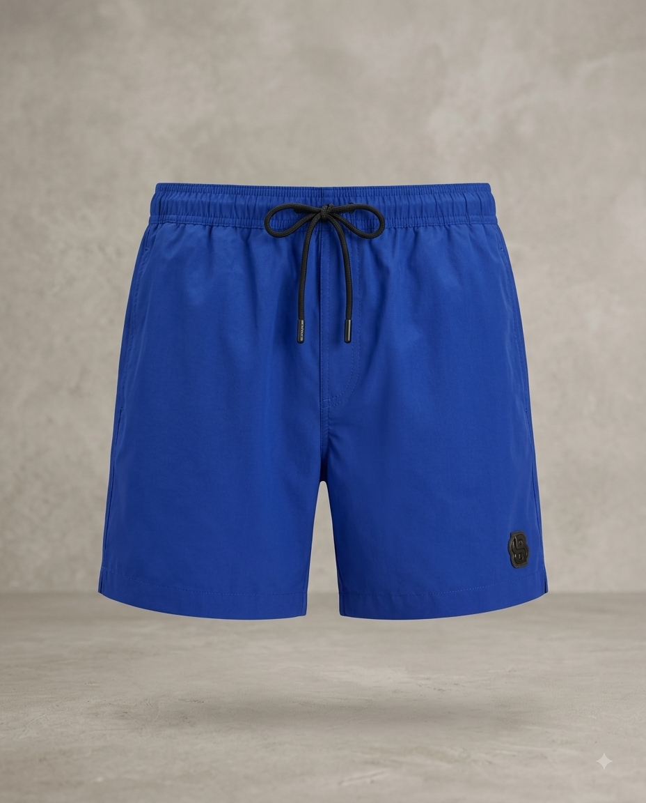 BOSS — Short de Bain Technique à Cordon de Serrage Contrasté (Bleu Roi)