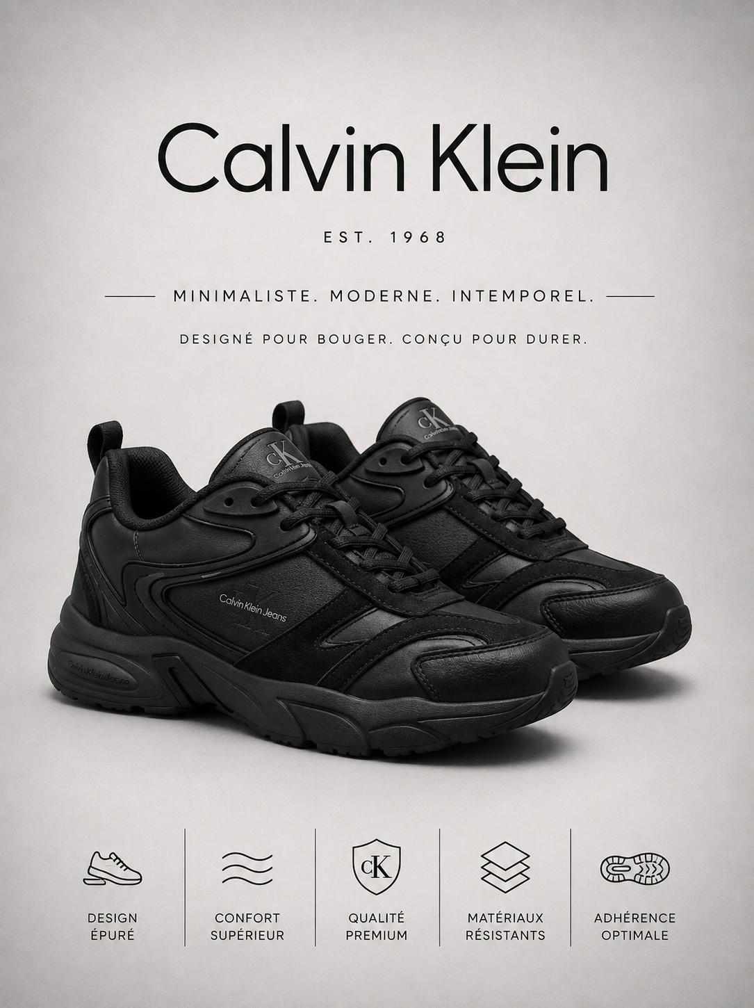CALVIN KLEIN | Baskets Basses "Runner Chunky" Noires Onyx