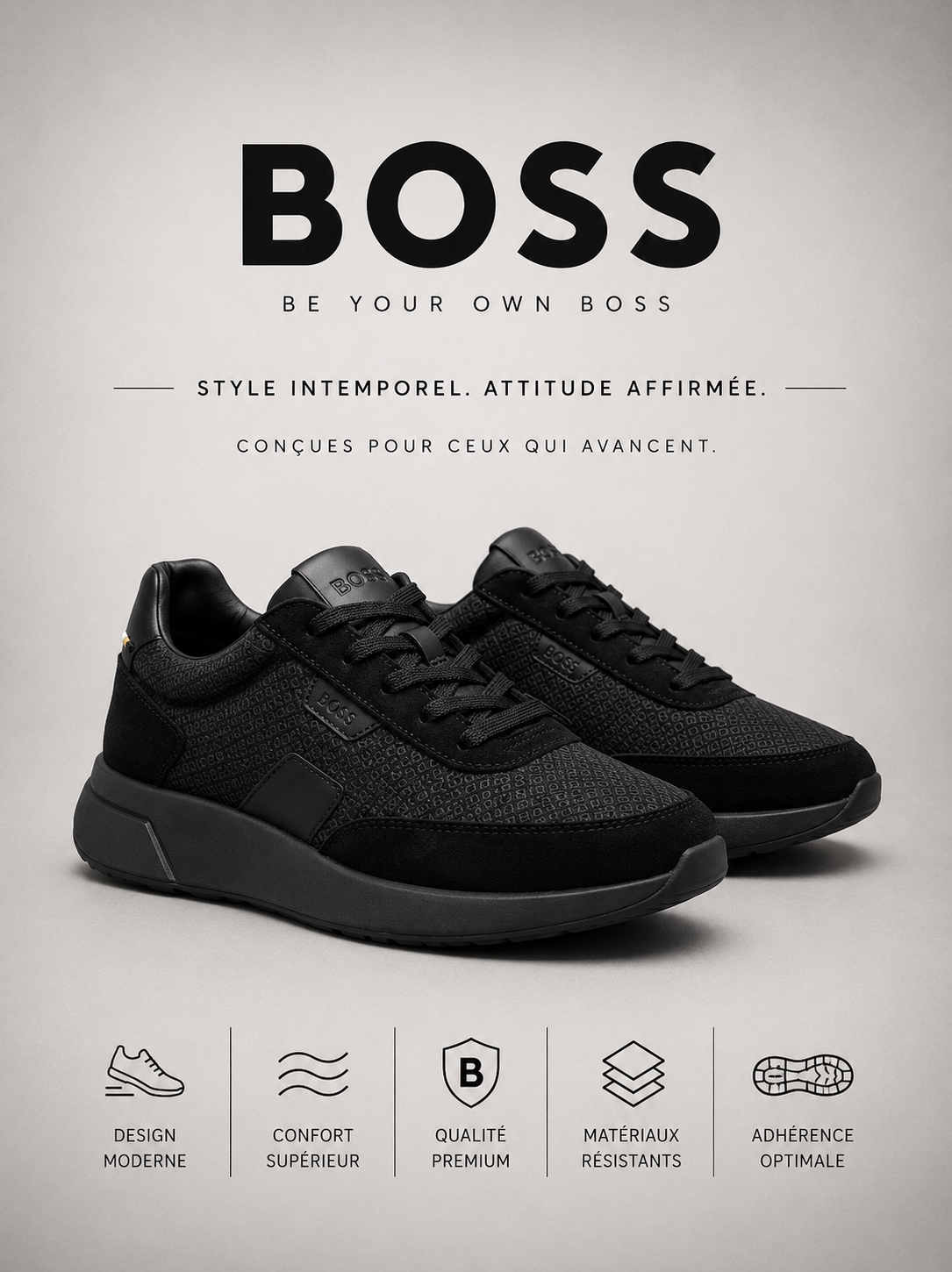 BOSS | Baskets Basses "Runner" Noires Onyx