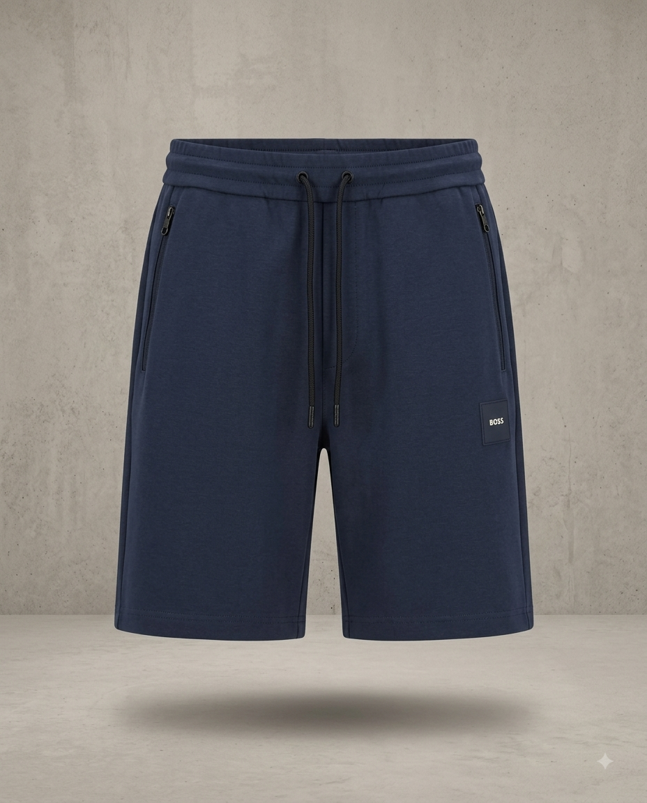 BOSS — Short de Jogging en Molleton à Poches Zippées (Bleu Marine Profond)
