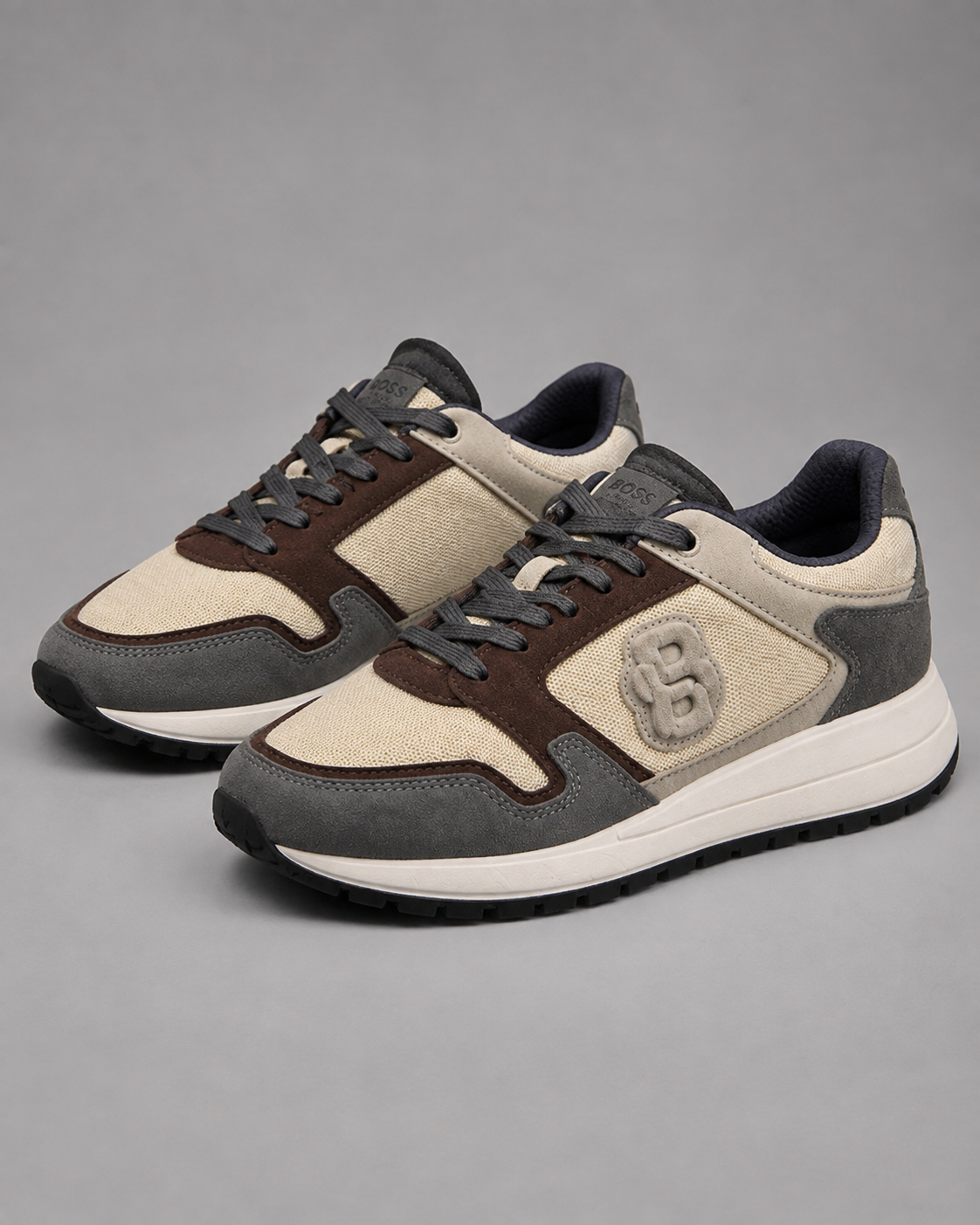 BOSS | Baskets Basses "Runner" Beige, Marron & Gris