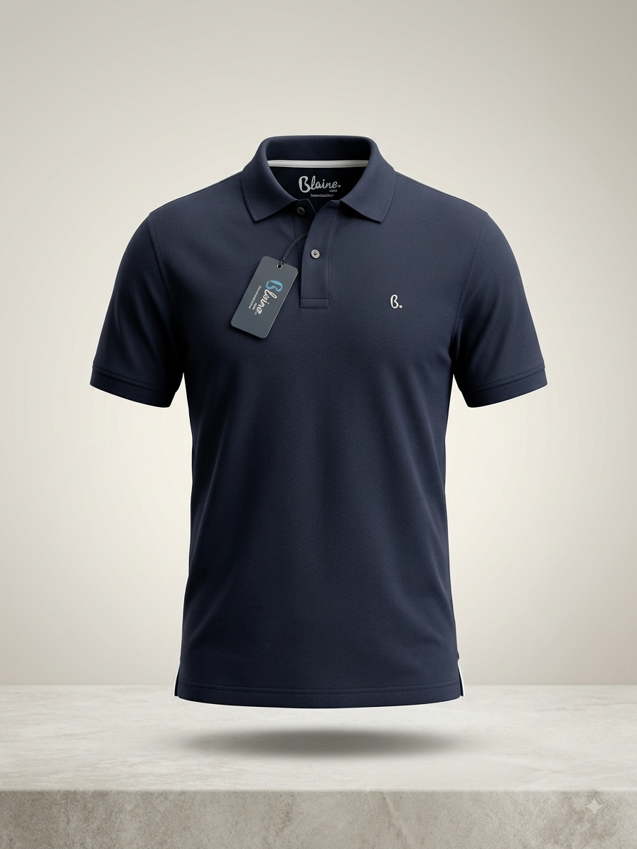 Blaine — Polo Piqué Minimaliste Signature (Bleu Marine Profond)