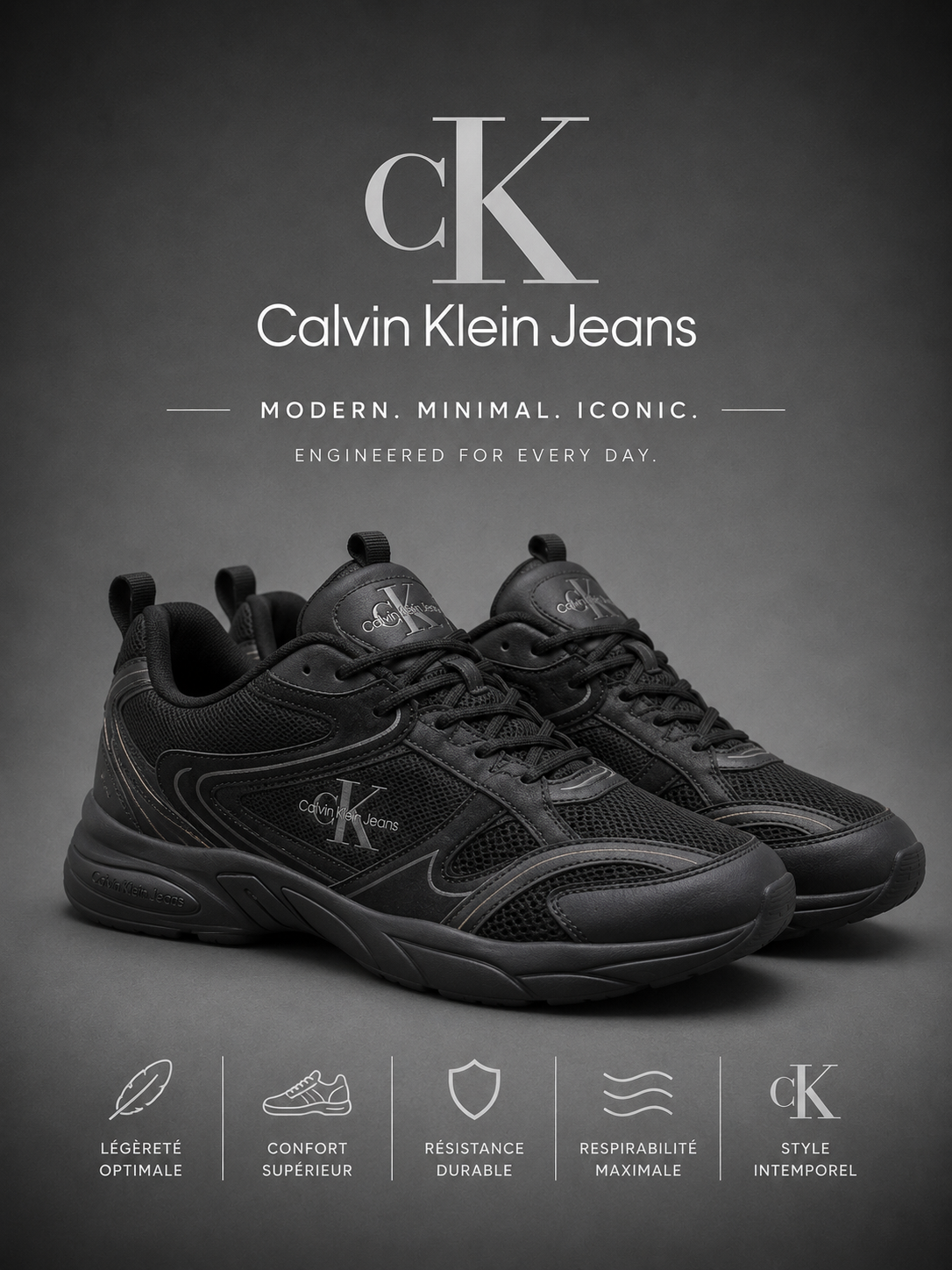 CALVIN KLEIN JEANS | Baskets Basses "Modern Runner" Noires Onyx
