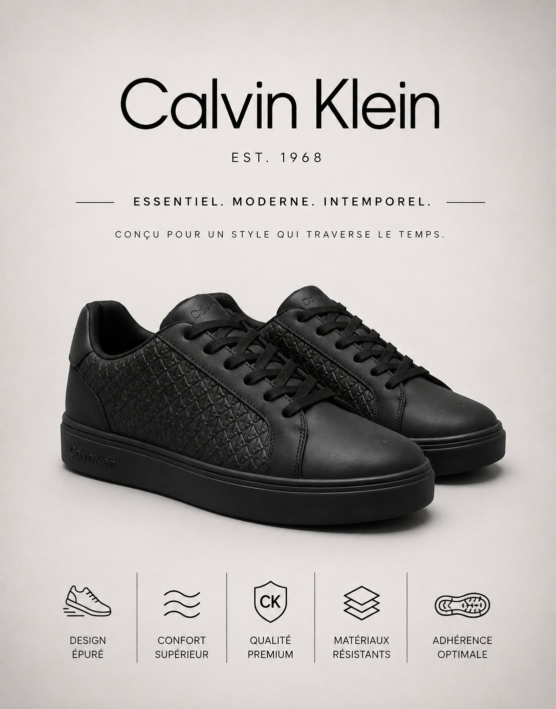 CALVIN KLEIN | Baskets Basses "Monogram" Noires Onyx
