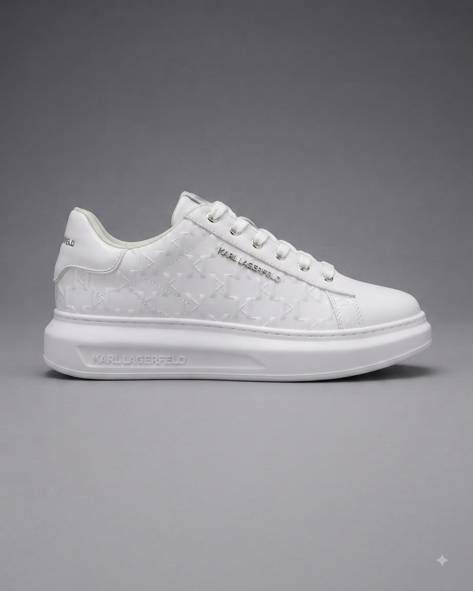 KARL LAGERFELD | Baskets Basses "Monogram" Blanches à Plateforme