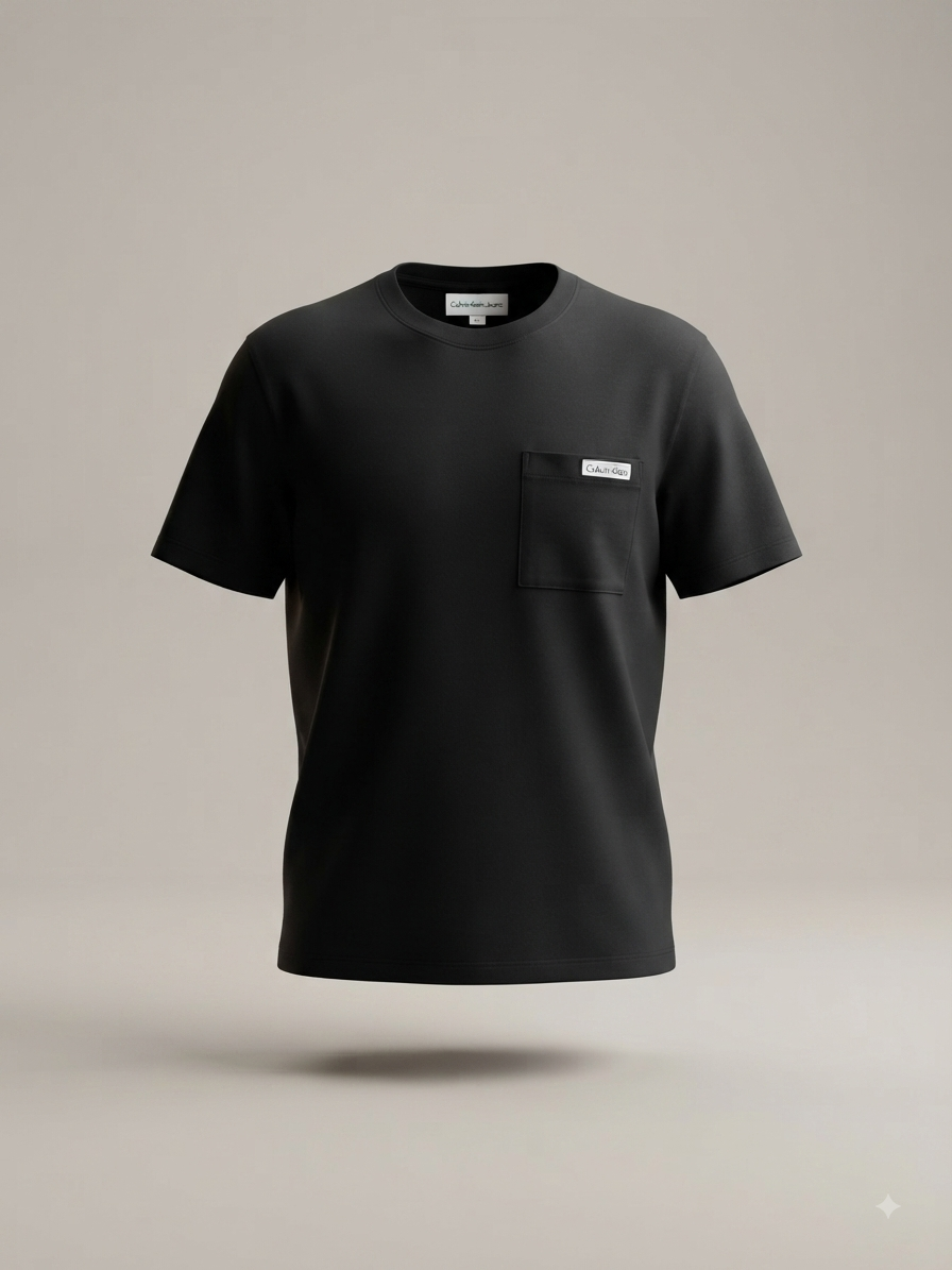 Calvin Klein Jeans - T-shirt noir à poche poitrine et étiquette logo