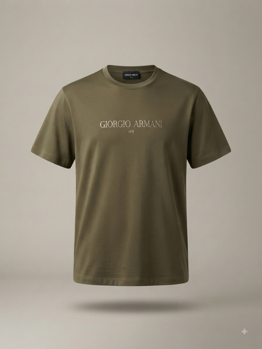 Giorgio Armani - T-shirt kaki à logo signature et année de fondation