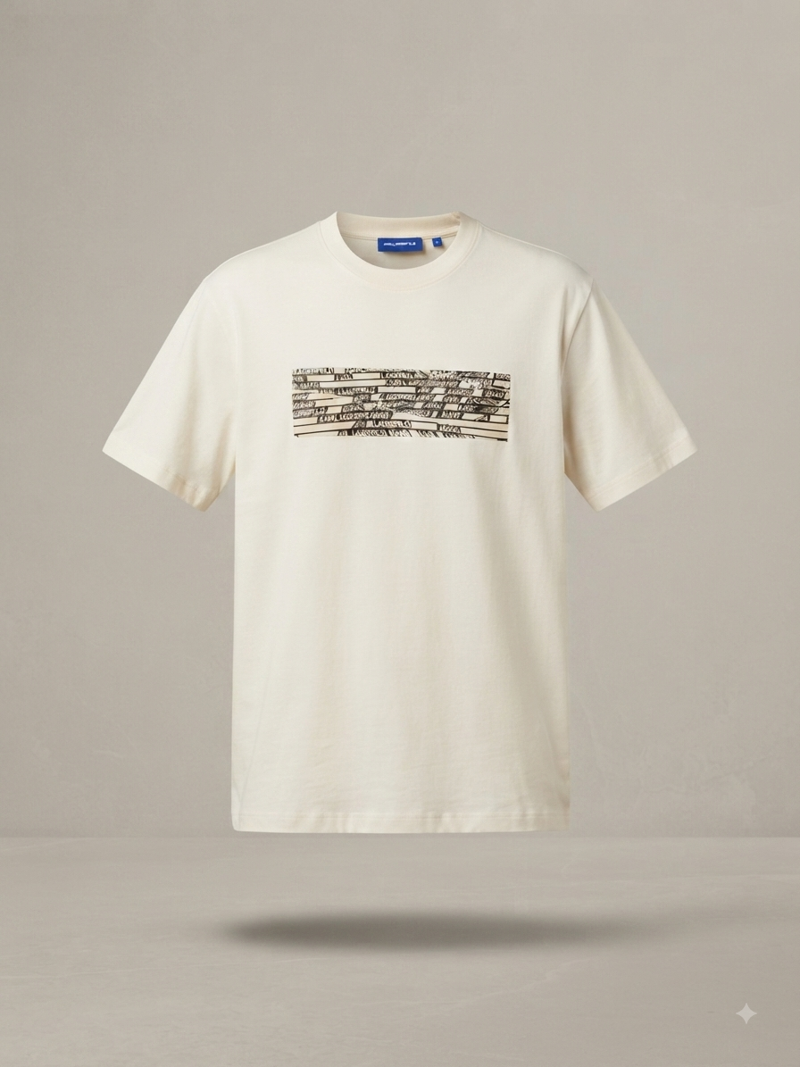Karl Lagerfeld - T-shirt écru à imprimé graphique abstrait