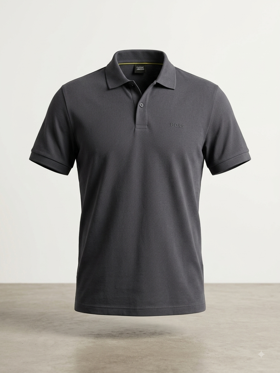 BOSS — Polo Piqué Minimaliste Monrome (Gris Anthracite Fumé)