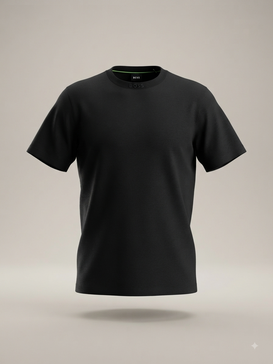 BOSS — T-Shirt Noir Signature Col Contrasté