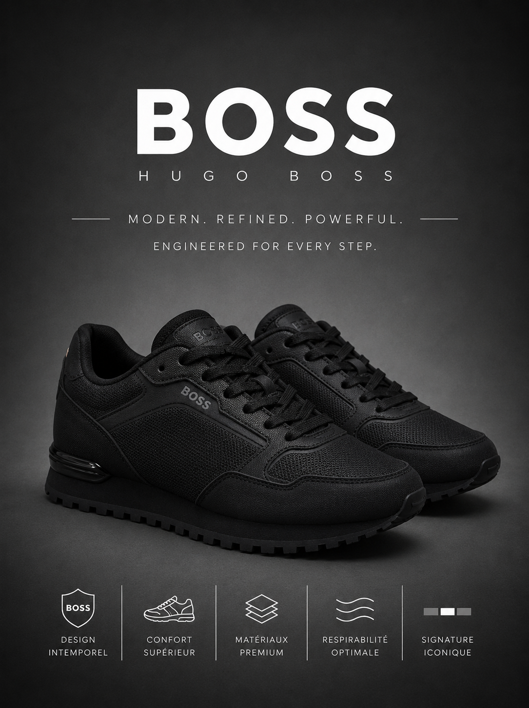 BOSS | Baskets Basses "Modern Runner" Noires Onyx