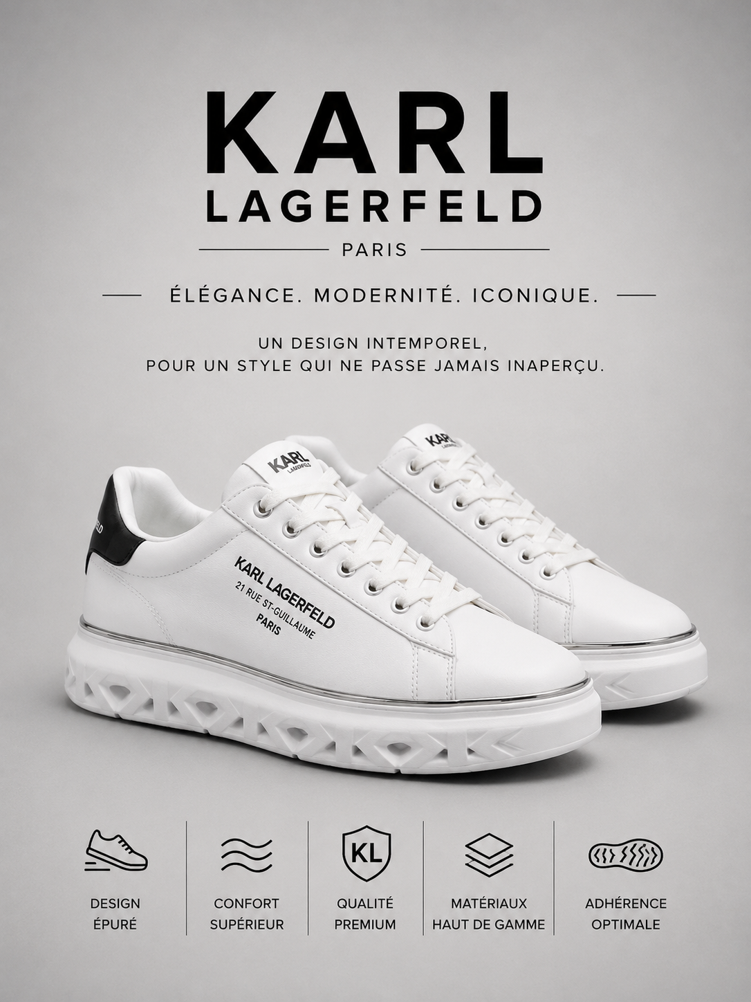 KARL LAGERFELD | Baskets Basses "Paris" Blanches & Noires