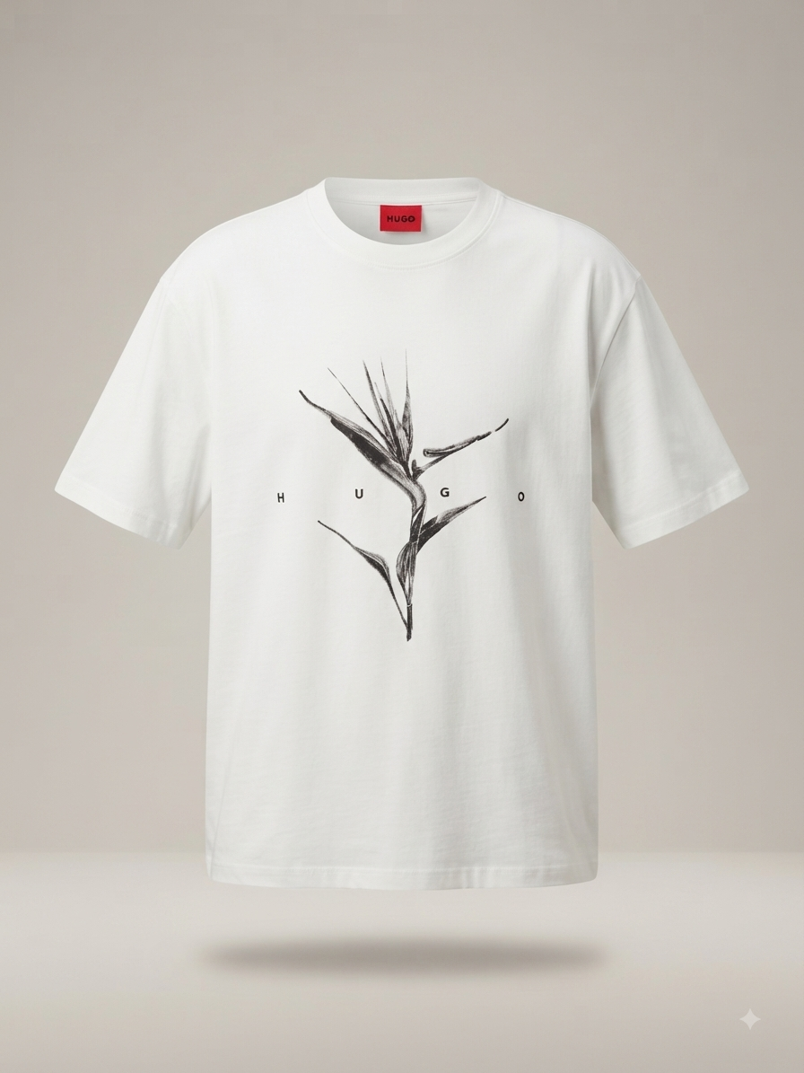 HUGO — T-Shirt Blanc Botanical Graphic